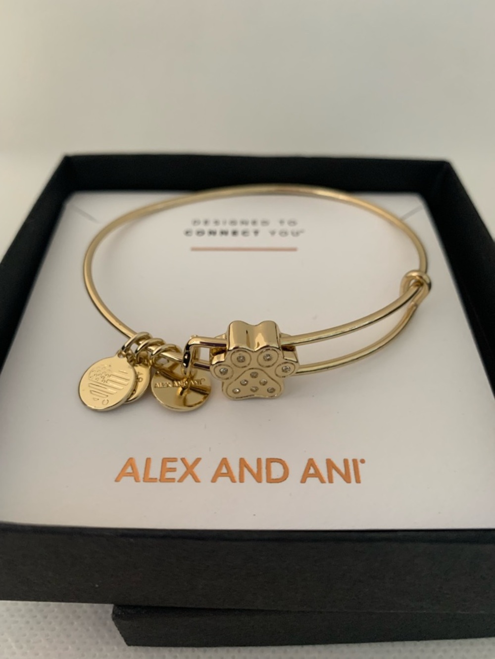 Alex and Ani Gold Paw Charm Adjustable Pet Bangle - Like New!